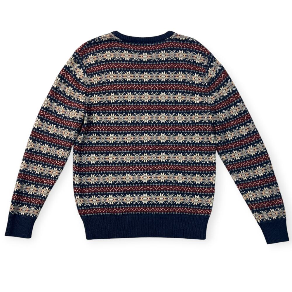 J Crew Mens Knit Crewneck Sweater Fair Isle Lambswool Blend Med Weight Sz Medium - Picture 3 of 14